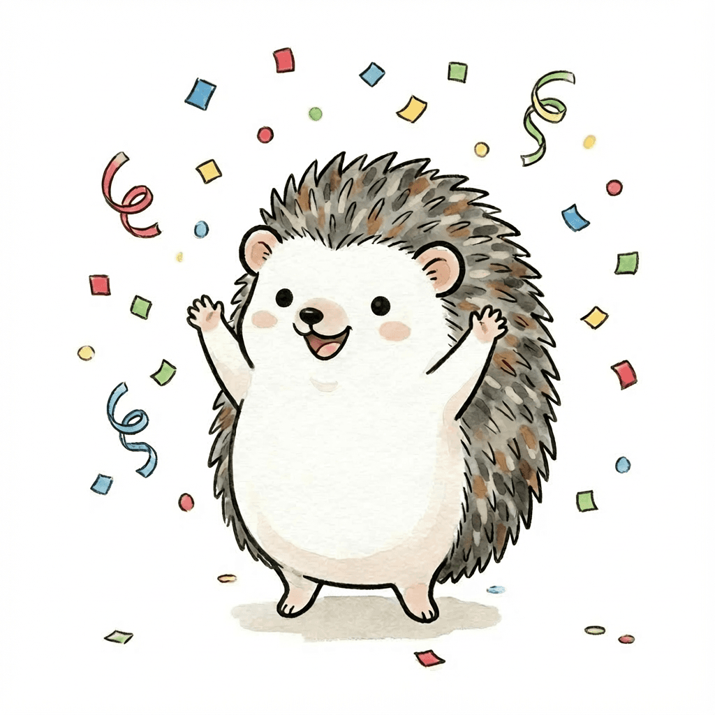 Quill mascot celebrating