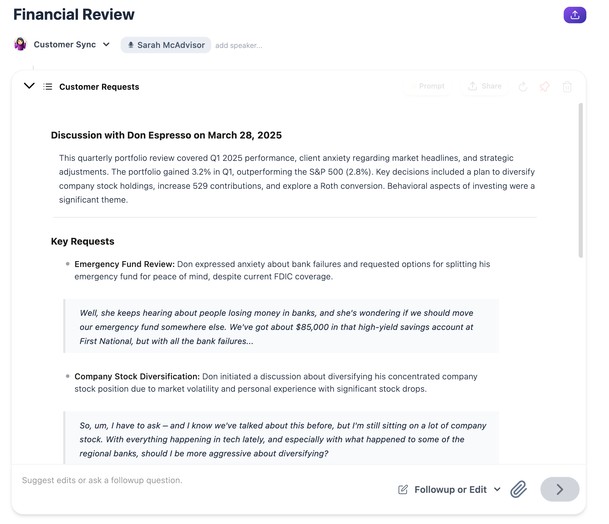 Detailed client notes feature screenshot